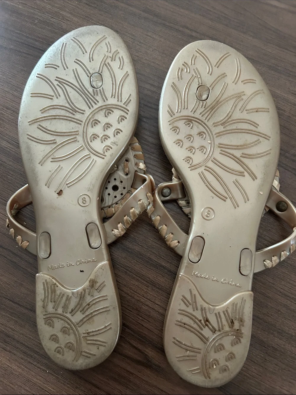 Jack Rogers Gold Jelly Sandals 8